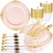 175PCS Black & Gold Disposable Dinnerware Set – Serves 25 Guests for Parties & Special Occasions